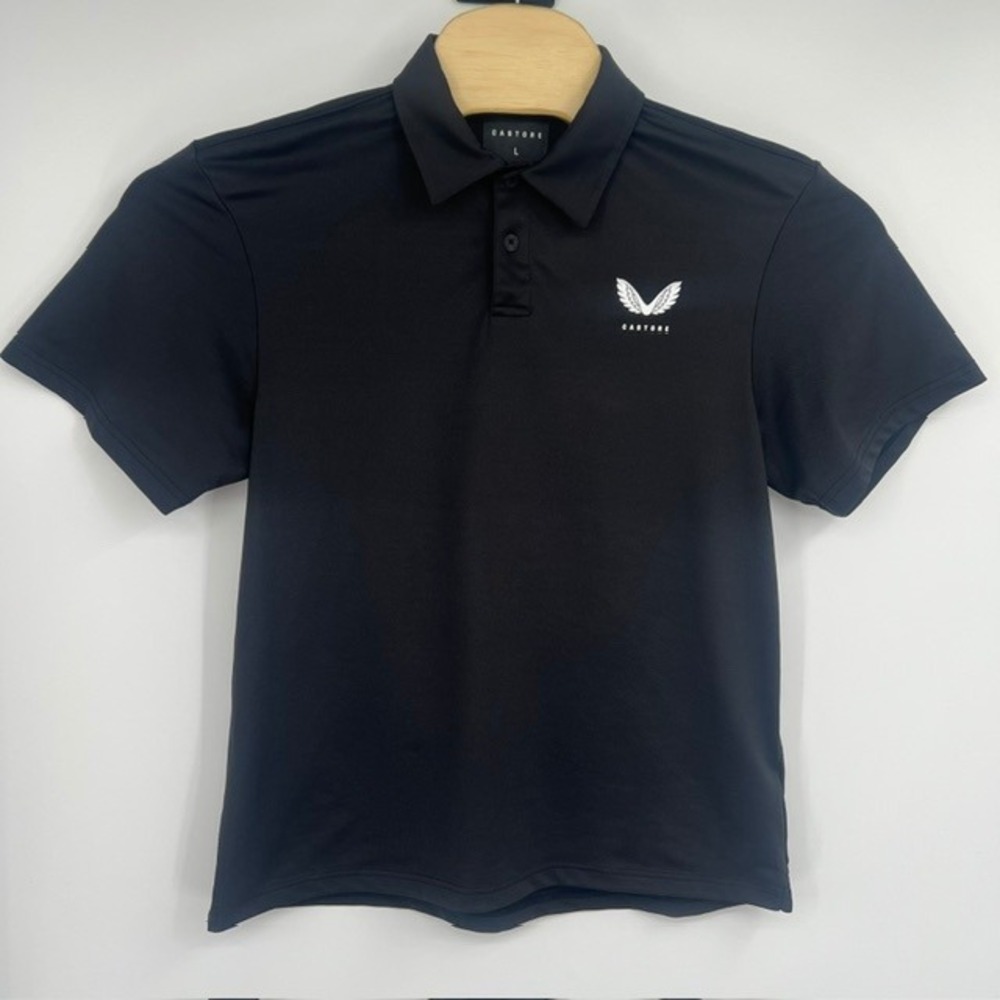 Castore Men's Black Performance Short Sleeve Activewear Polo Shirt Size Large